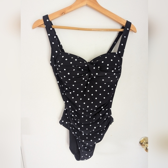 Niptuck Womens Bathing Suit Size 6 Swim One Piece Black Dots - Picture 1 of 4